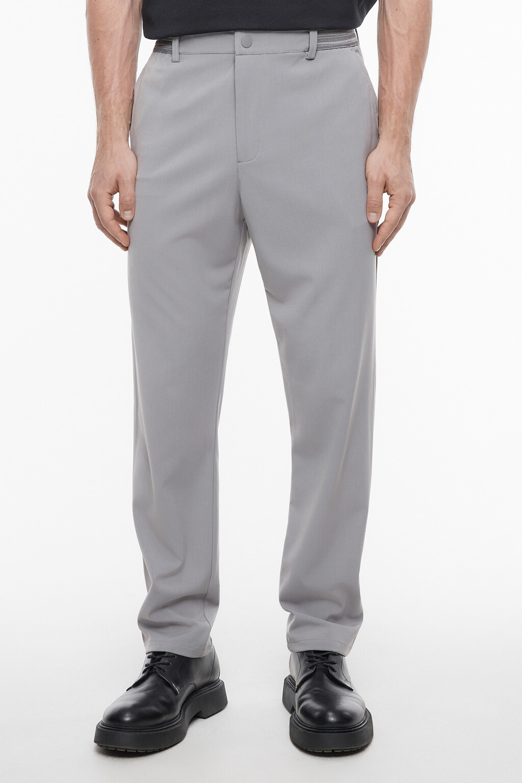Брюки прямые классические из костюмной ткани - цвет серый - 2