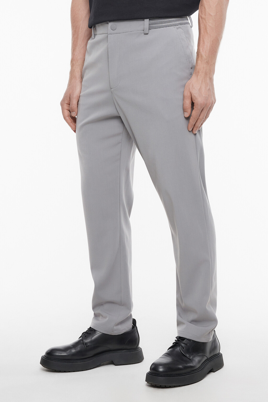 Брюки прямые классические из костюмной ткани - цвет серый - 3