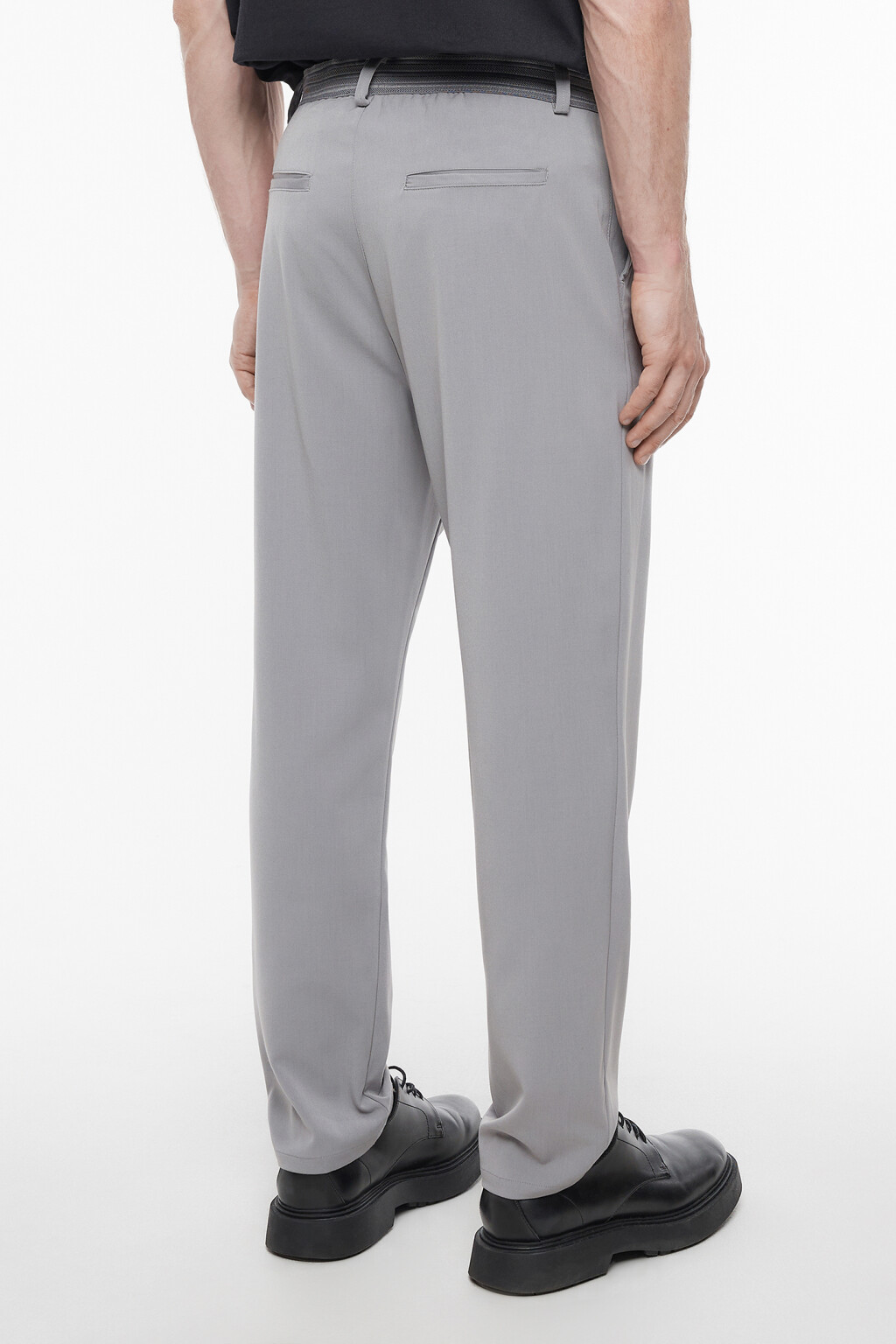 Брюки прямые классические из костюмной ткани - цвет серый - 4