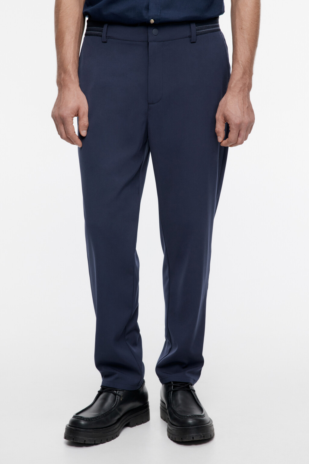 Брюки-чинос костюмные зауженные со средней посадкой - цвет синий - 2