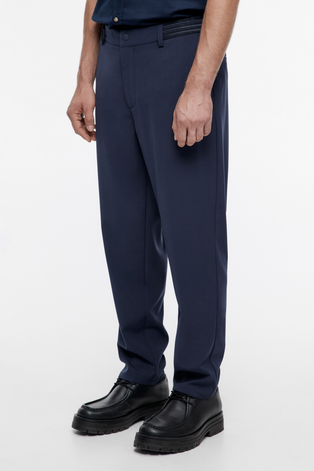 Брюки-чинос костюмные зауженные со средней посадкой - цвет синий - 3