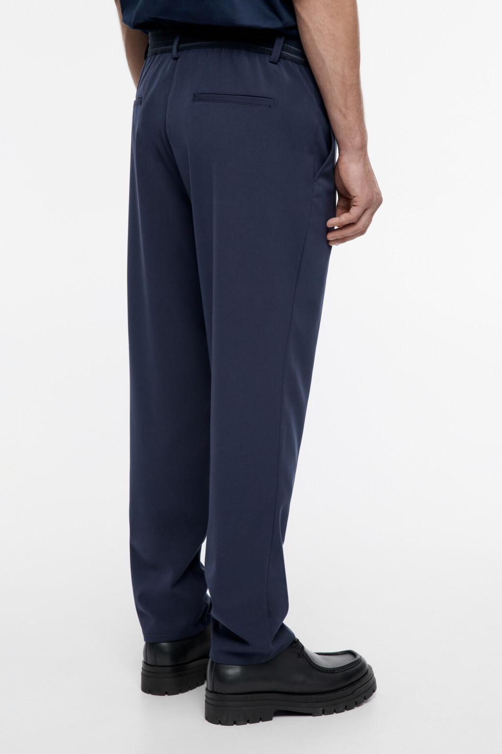 Брюки-чинос костюмные зауженные со средней посадкой - цвет синий - 4