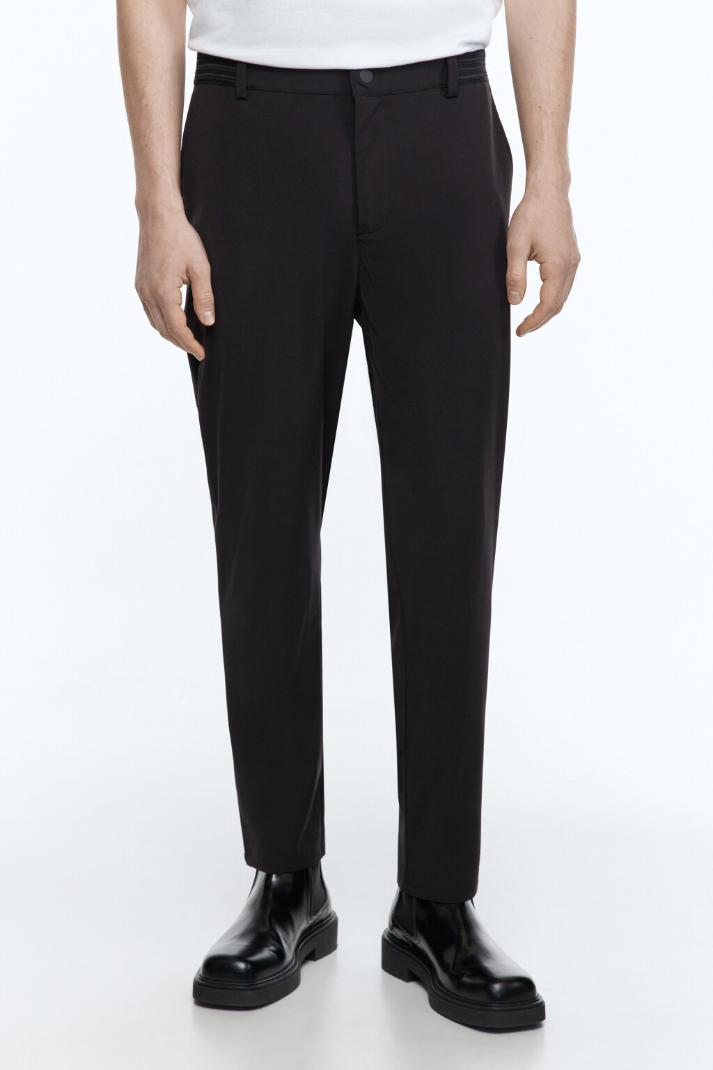 Брюки-чинос костюмные зауженные со средней посадкой - цвет черный - 2