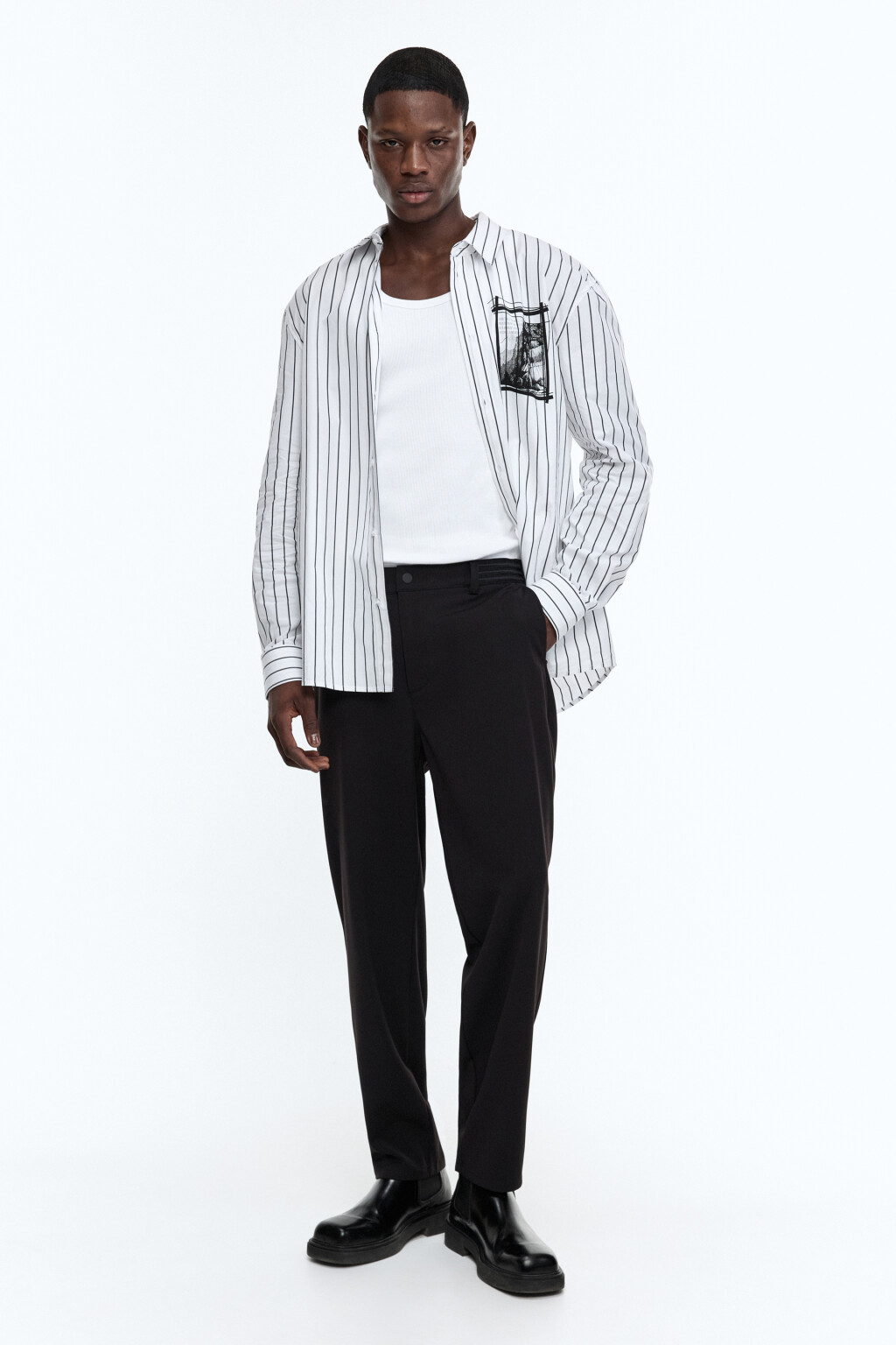 Брюки зауженные из костюмной ткани - цвет черный - 5