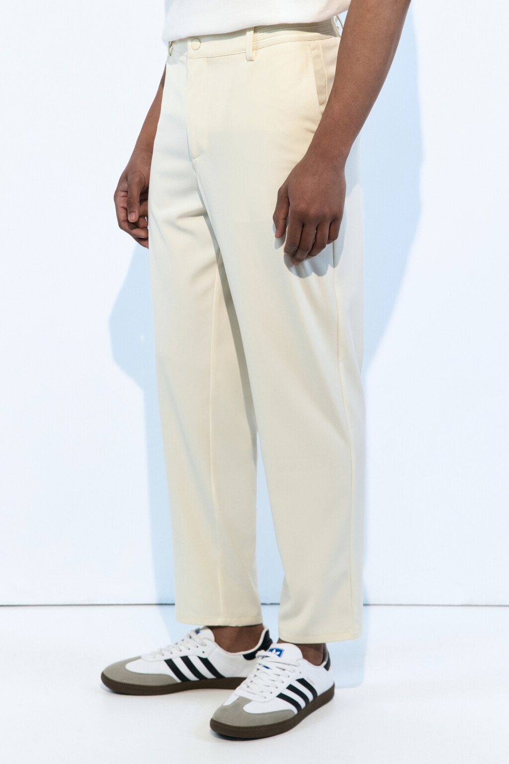 Брюки зауженные из костюмной ткани - цвет бежевый - 3