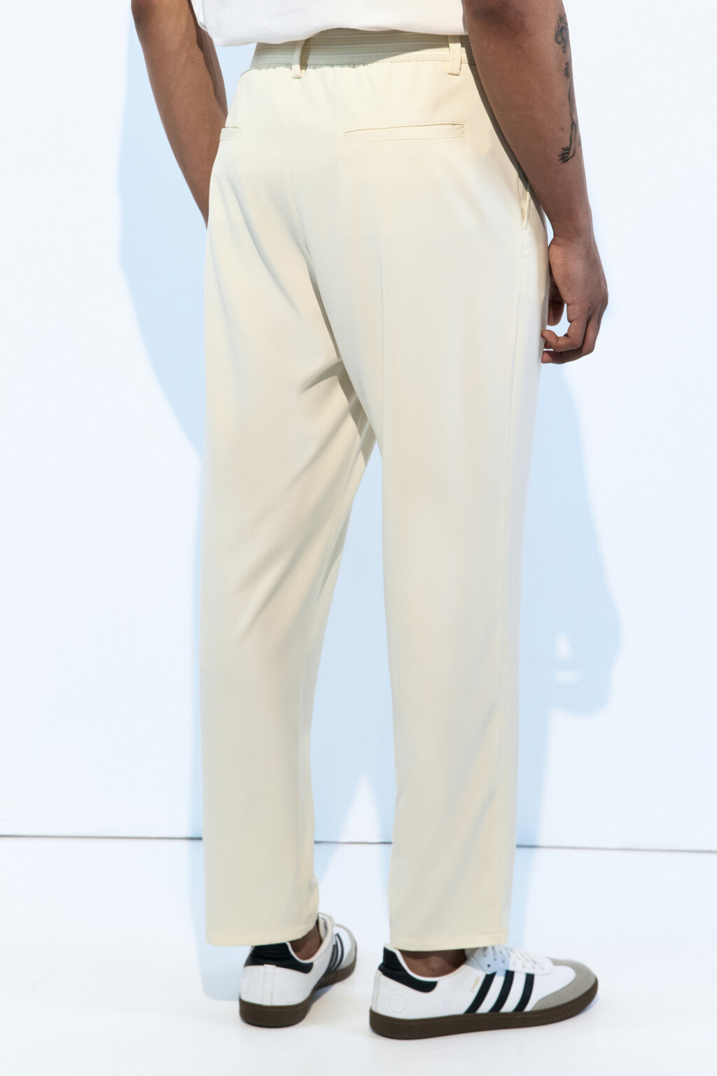 Брюки зауженные из костюмной ткани - цвет бежевый - 4