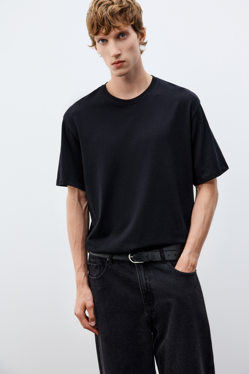 Футболка базовая из плотного хлопка - цвет черный - 1