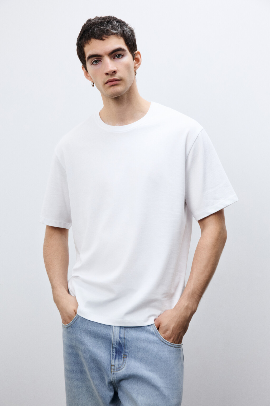 Футболка базовая из плотного хлопка - цвет белый - 1