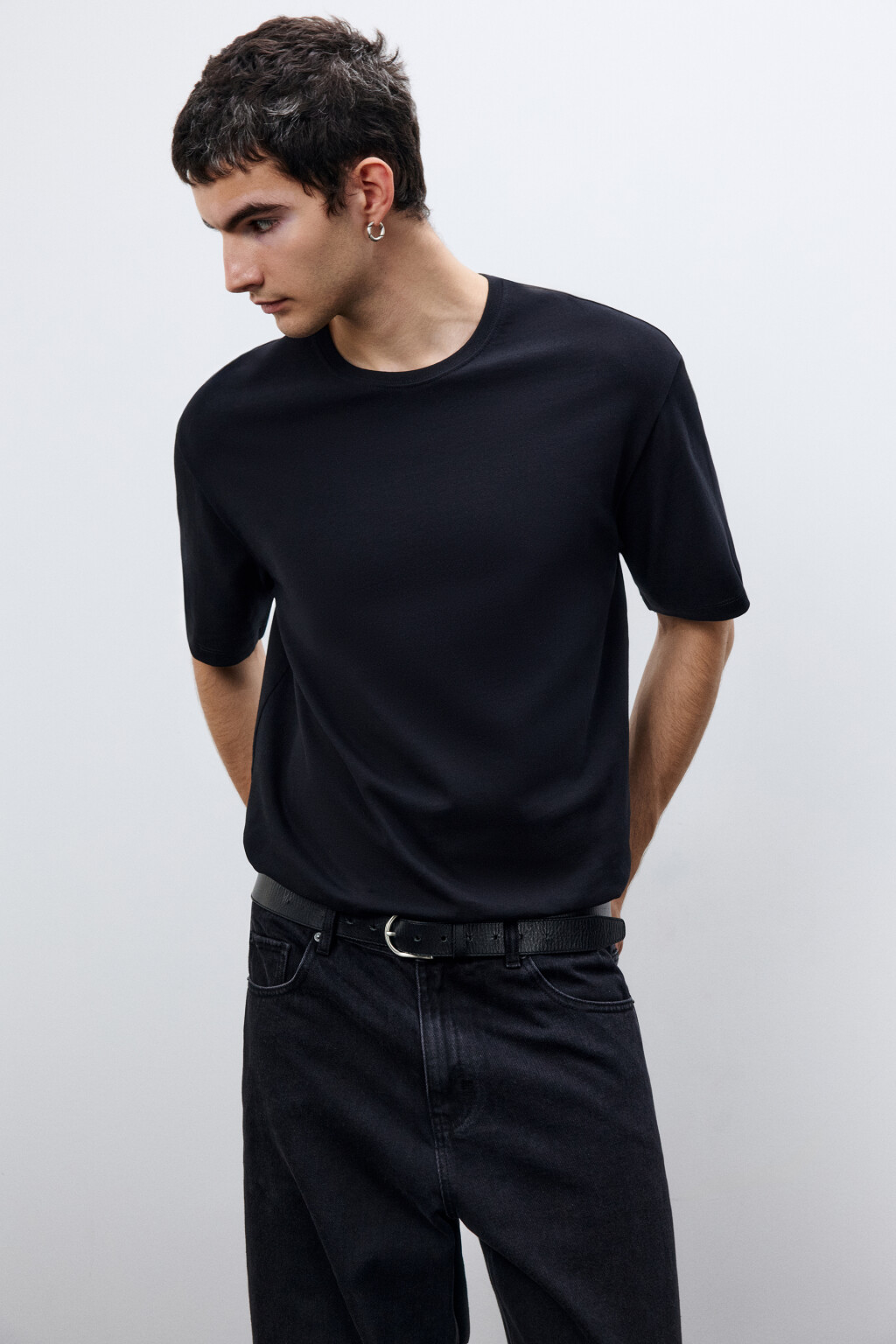 Футболка базовая из плотного хлопка - цвет черный - 1