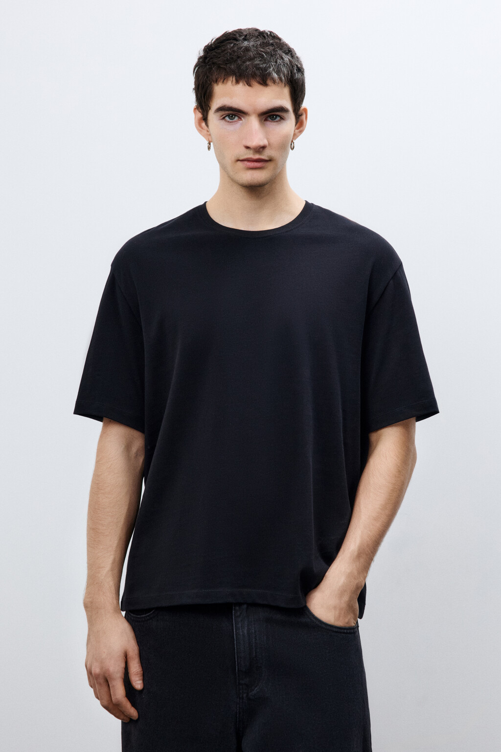 Футболка базовая из плотного хлопка - цвет черный - 3