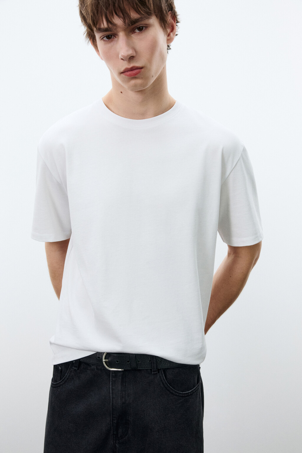 Футболка базовая плотная из хлопка - цвет белый - 1