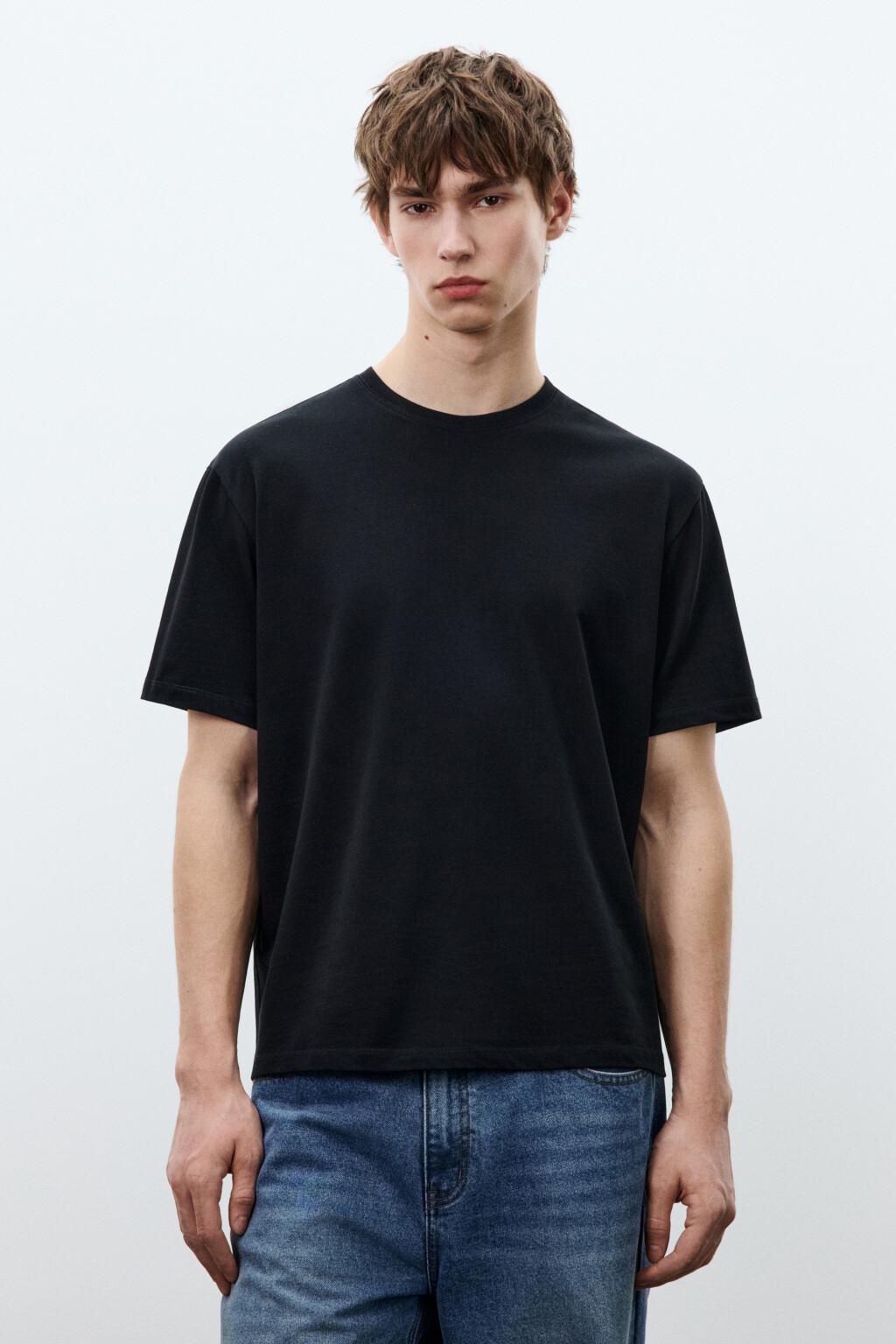 Футболка базовая плотная из хлопка - цвет черный - 2