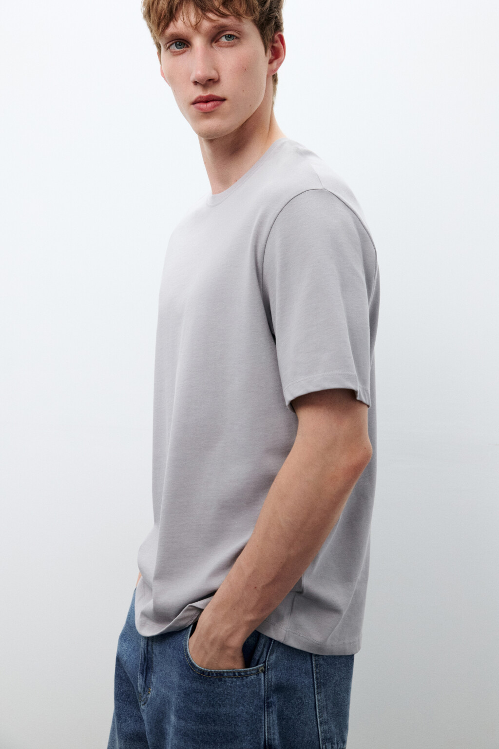 Футболка базовая из плотного хлопка - цвет серый - 1