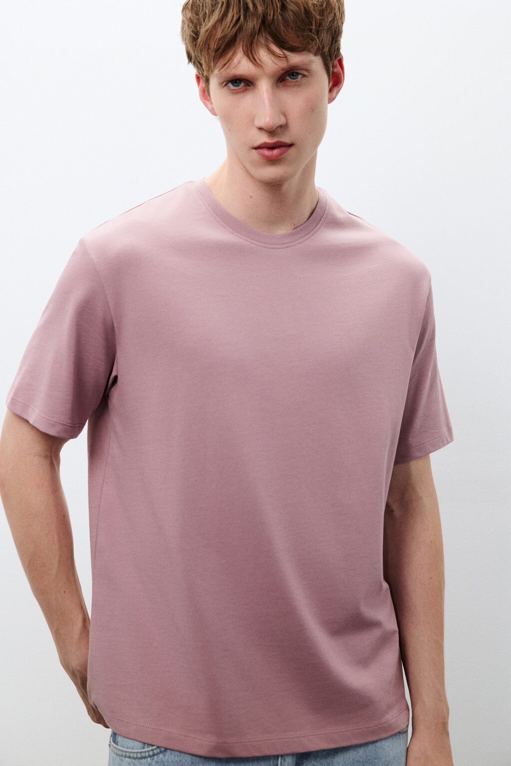Футболка базовая из плотного хлопка - цвет розовый - 1