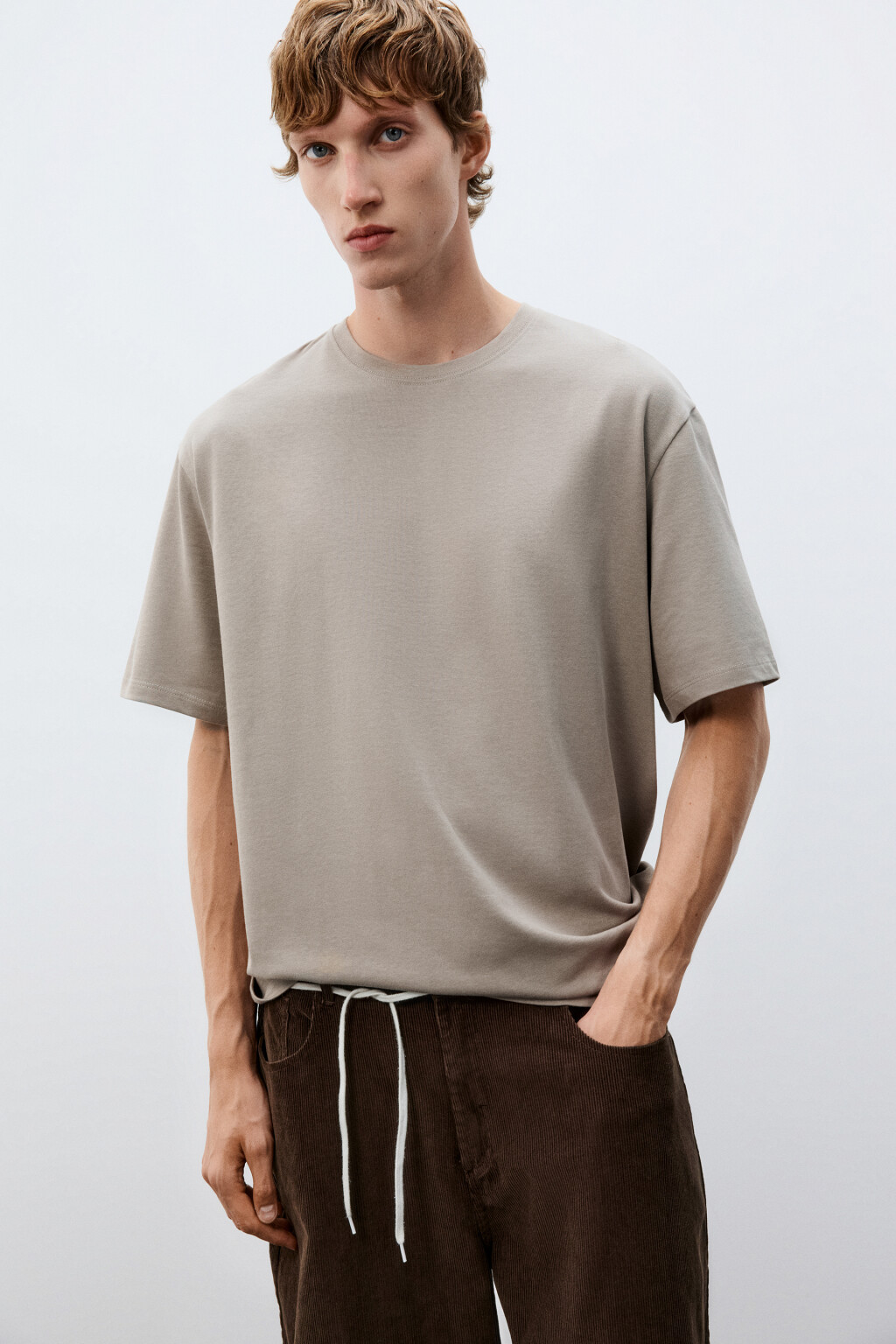 Футболка базовая из плотного хлопка - цвет бежевый - 1
