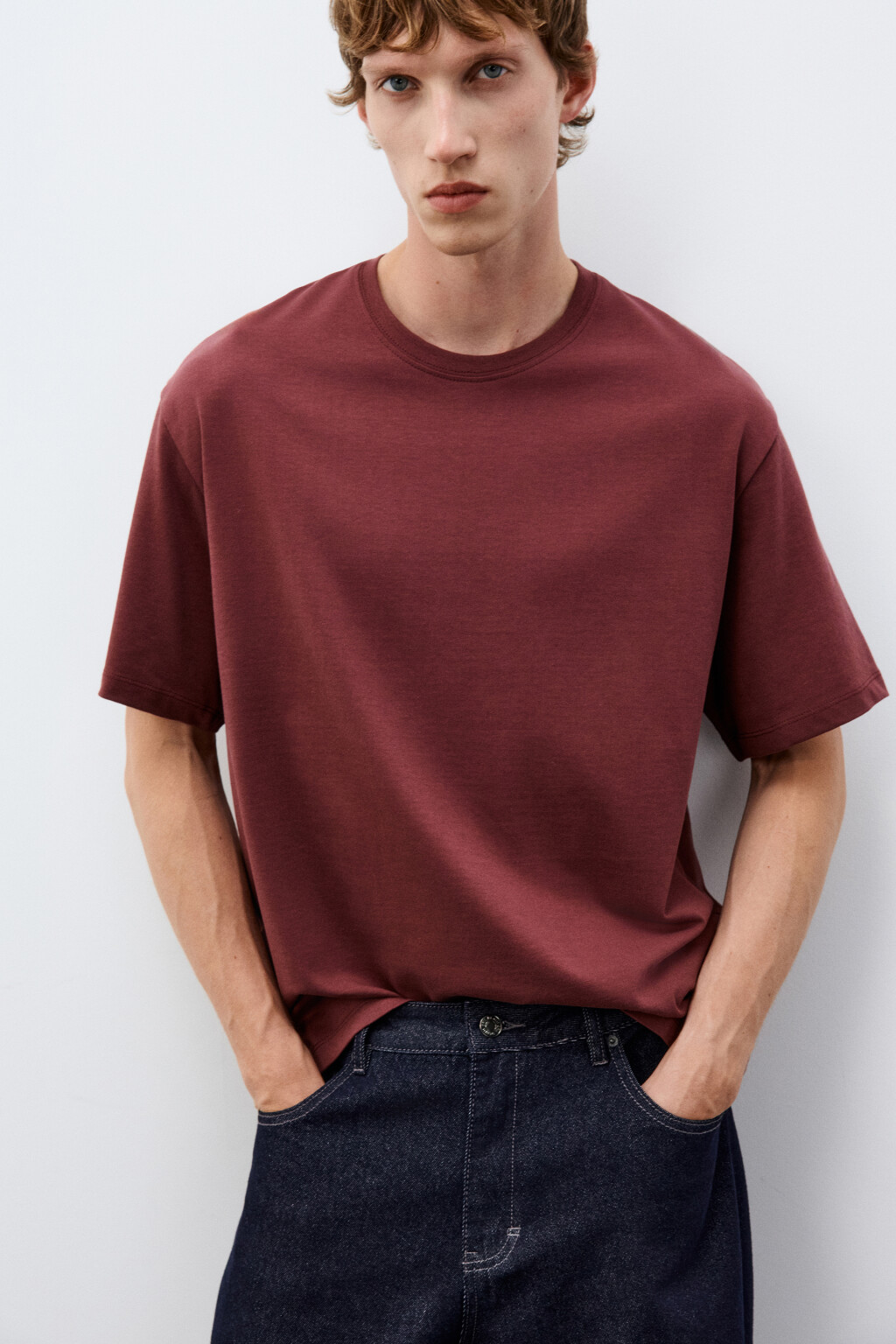 Футболка базовая из плотного хлопка - цвет красный - 2