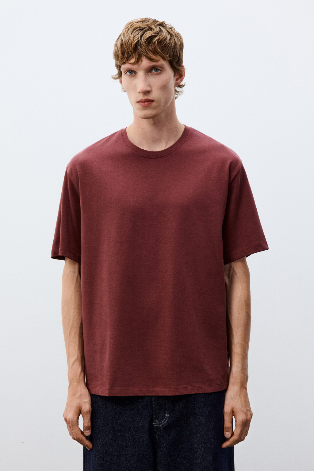 Футболка базовая из плотного хлопка - цвет красный - 3