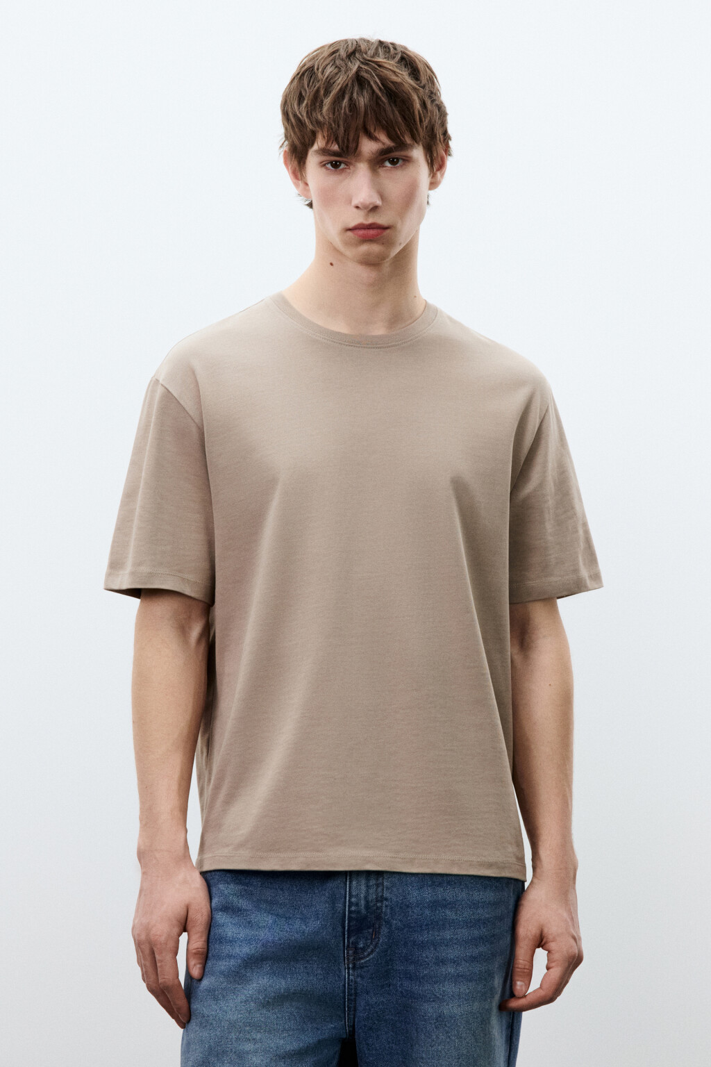 Футболка базовая из плотного хлопка - цвет коричневый - 2
