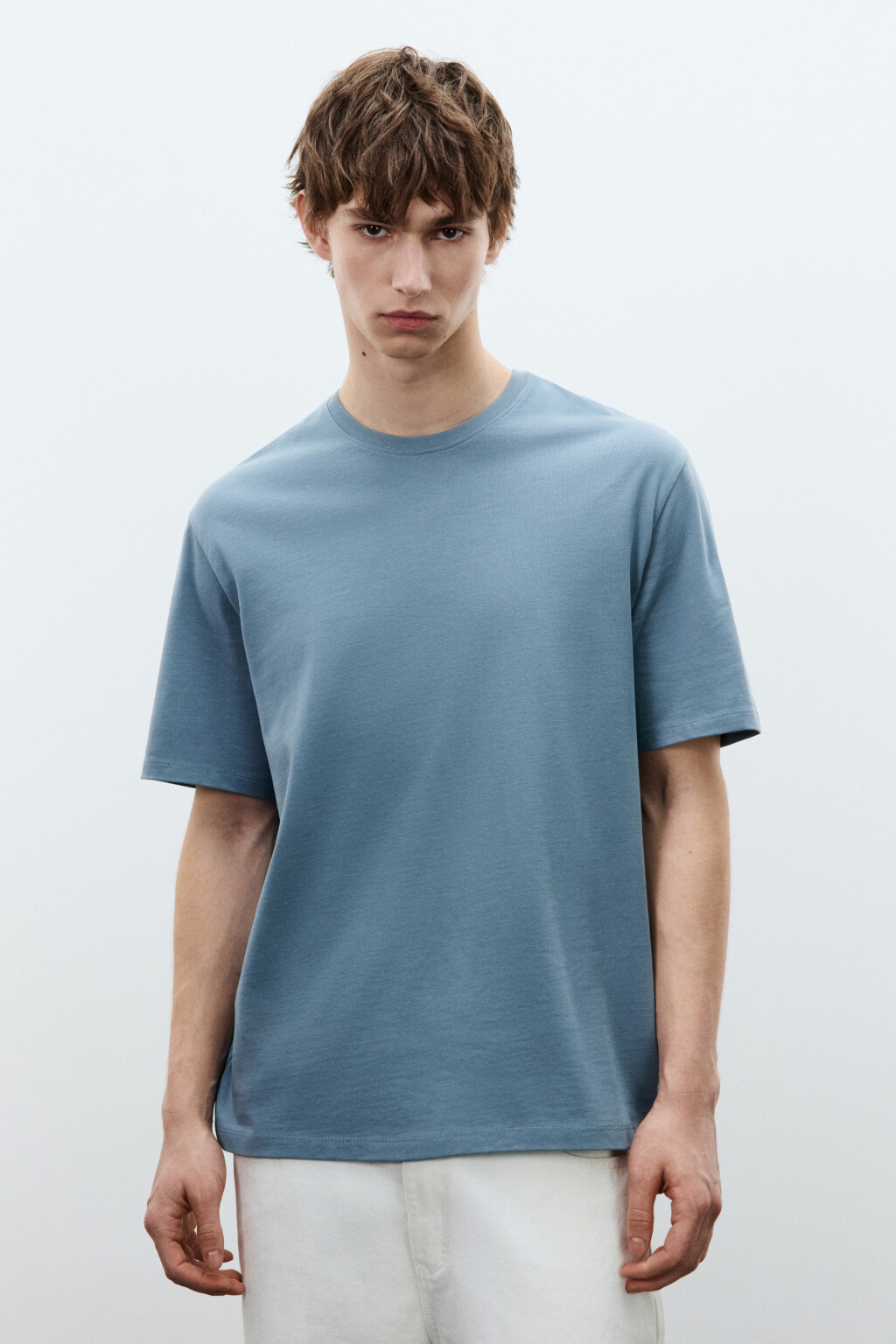 Футболка базовая из плотного хлопка - цвет голубой - 2