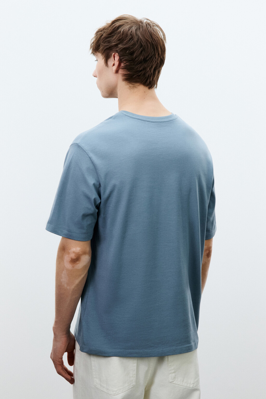 Футболка базовая из плотного хлопка - цвет голубой - 3