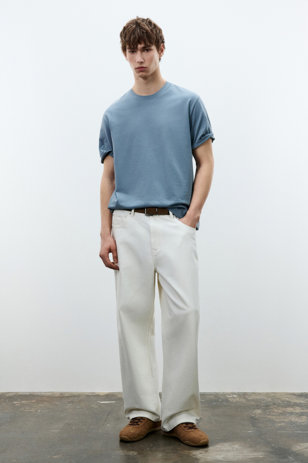 Футболка базовая из плотного хлопка - цвет голубой - 4