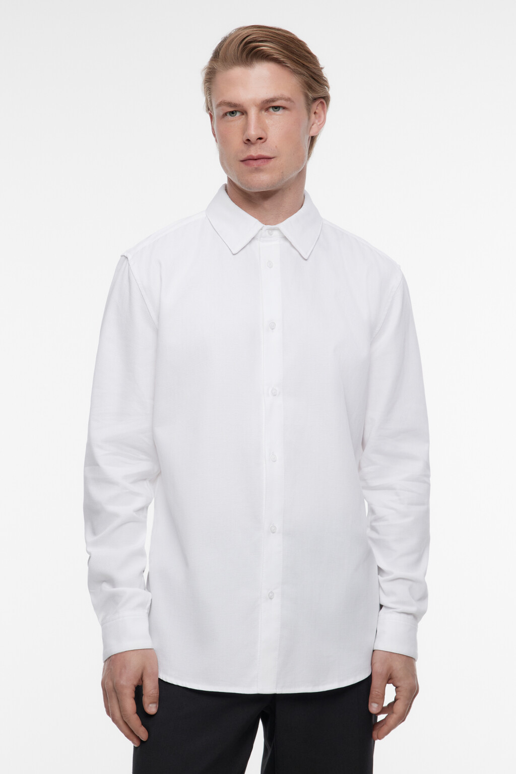 Рубашка прямая жаккардовая классического кроя - цвет белый - 2