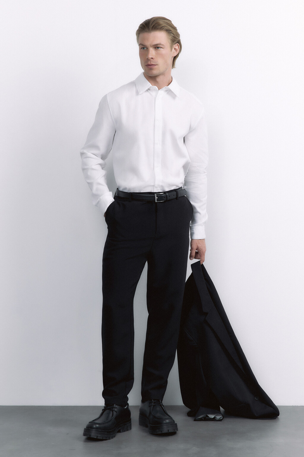 Рубашка прямая жаккардовая классического кроя - цвет белый - 8