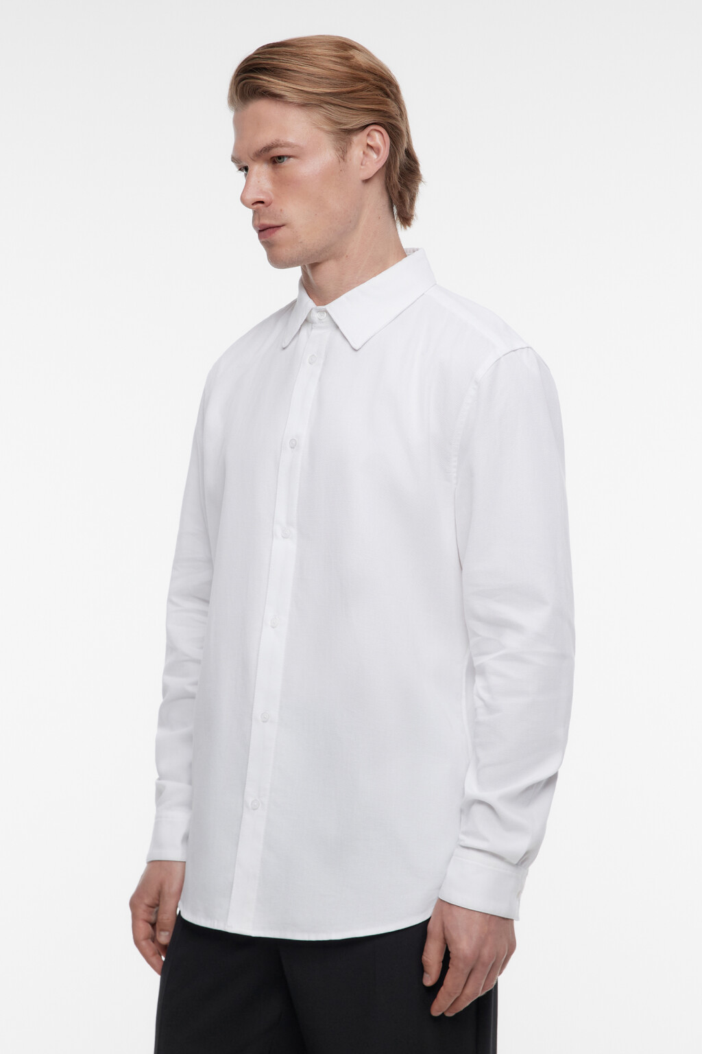 Рубашка прямая жаккардовая классического кроя - цвет белый - 3
