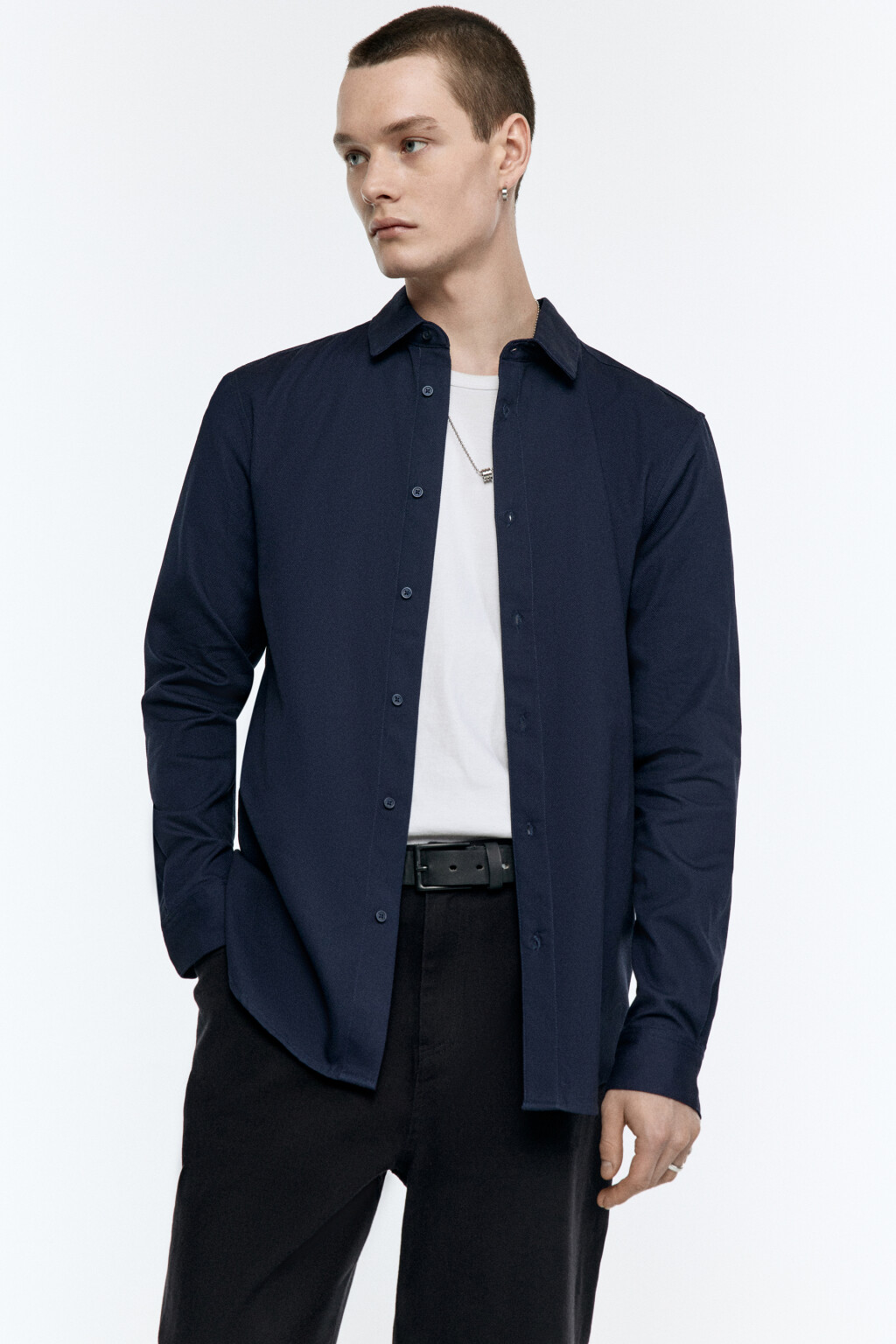 Рубашка прямая жаккардовая классического кроя - цвет синий - 2