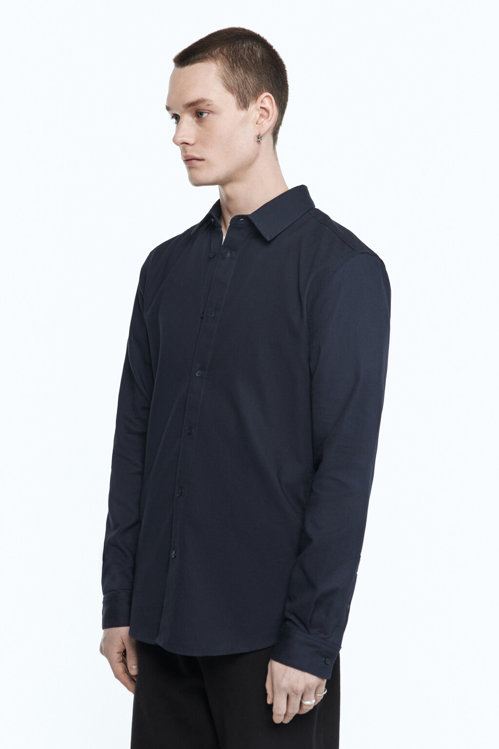 Рубашка прямая жаккардовая классического кроя - цвет синий - 3