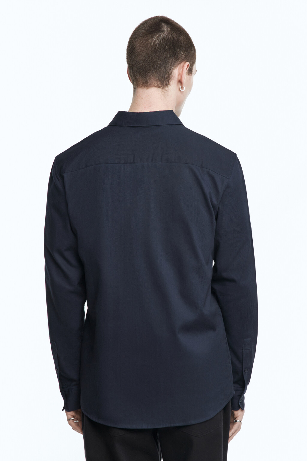 Рубашка прямая жаккардовая классического кроя - цвет синий - 4