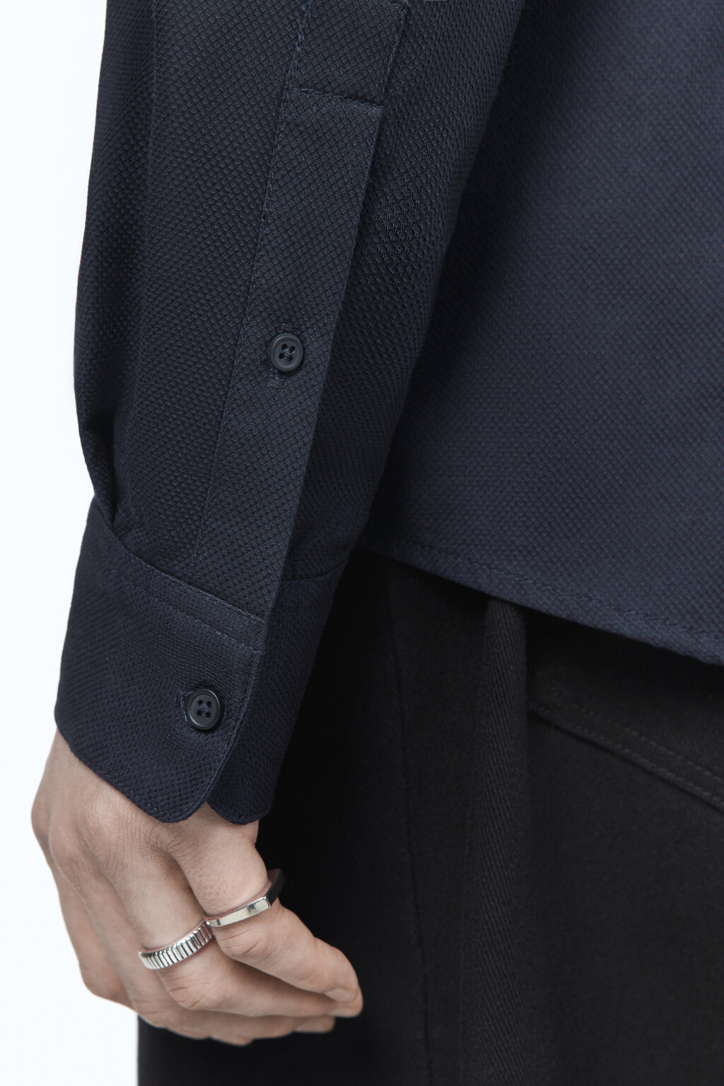 Рубашка прямая жаккардовая классического кроя - цвет синий - 7