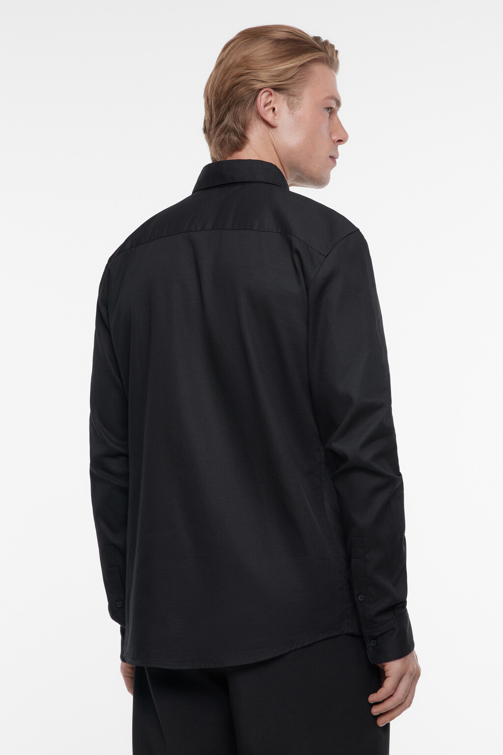 Рубашка прямая жаккардовая классического кроя - цвет черный - 4