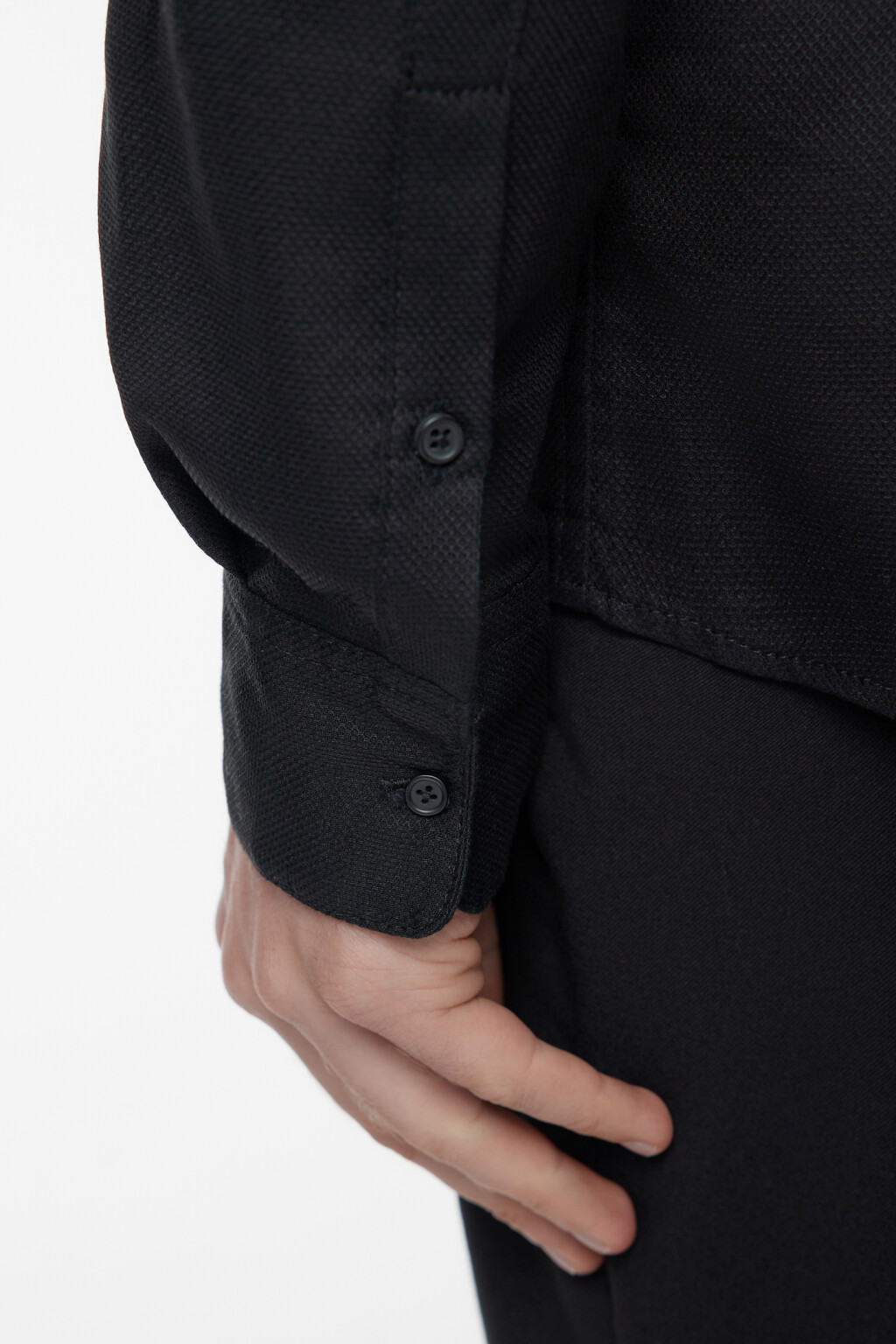Рубашка прямая жаккардовая классического кроя - цвет черный - 6