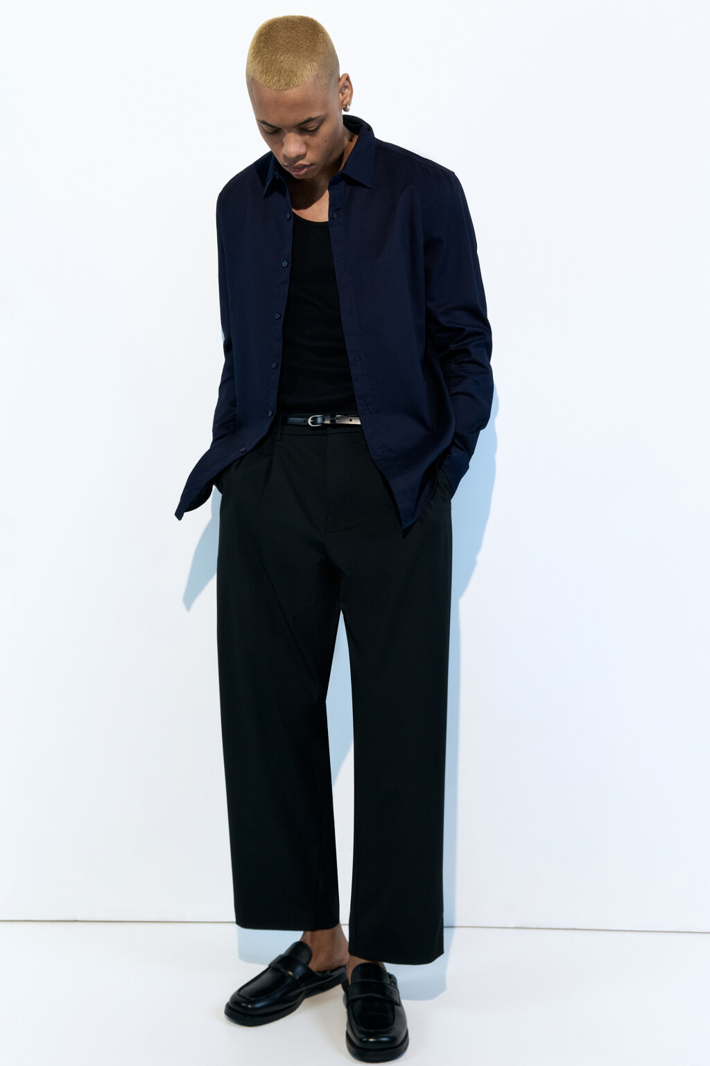 Рубашка прямая жаккардовая классического кроя - цвет синий - 1