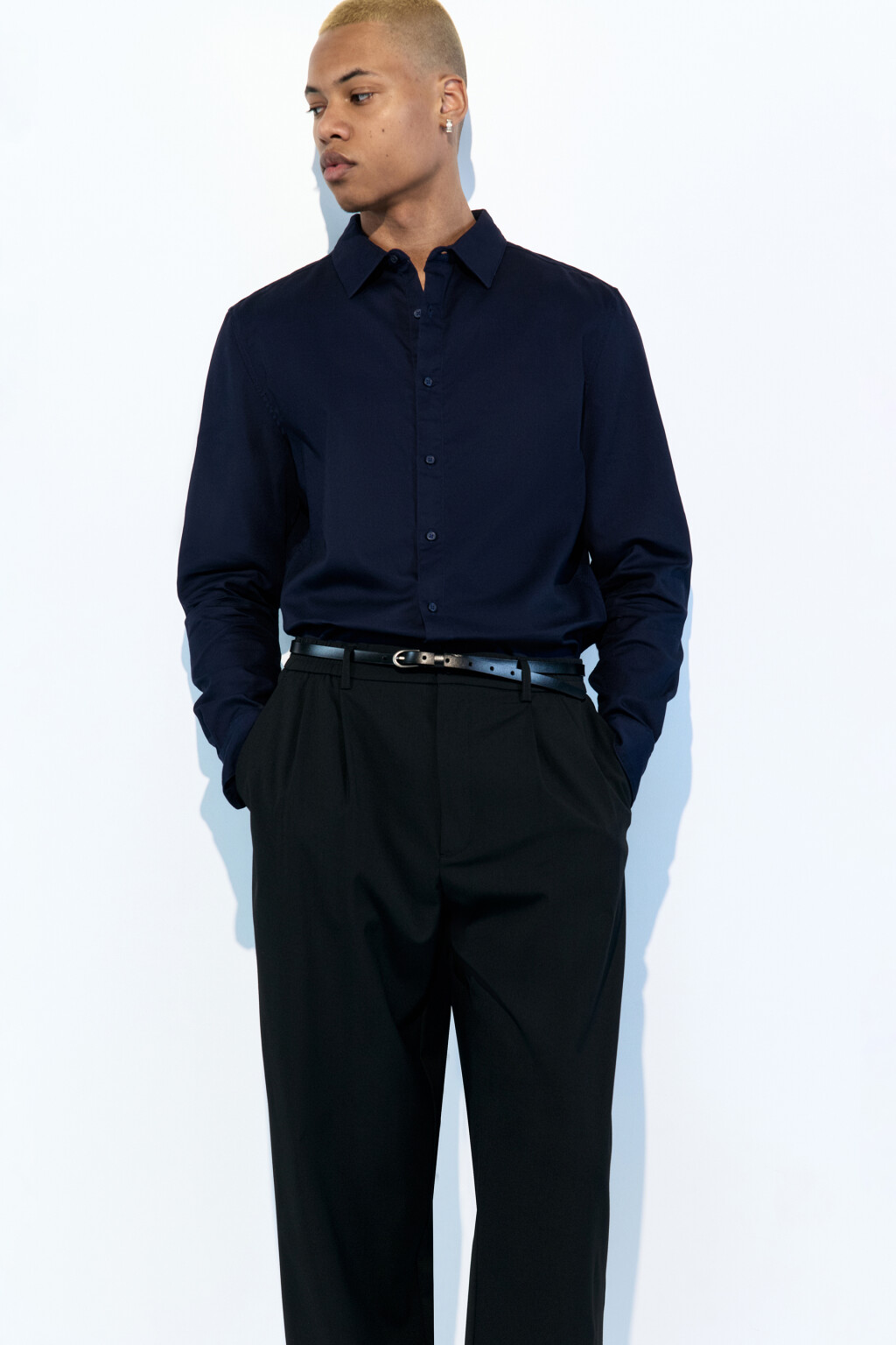 Рубашка прямая жаккардовая классического кроя - цвет синий - 2