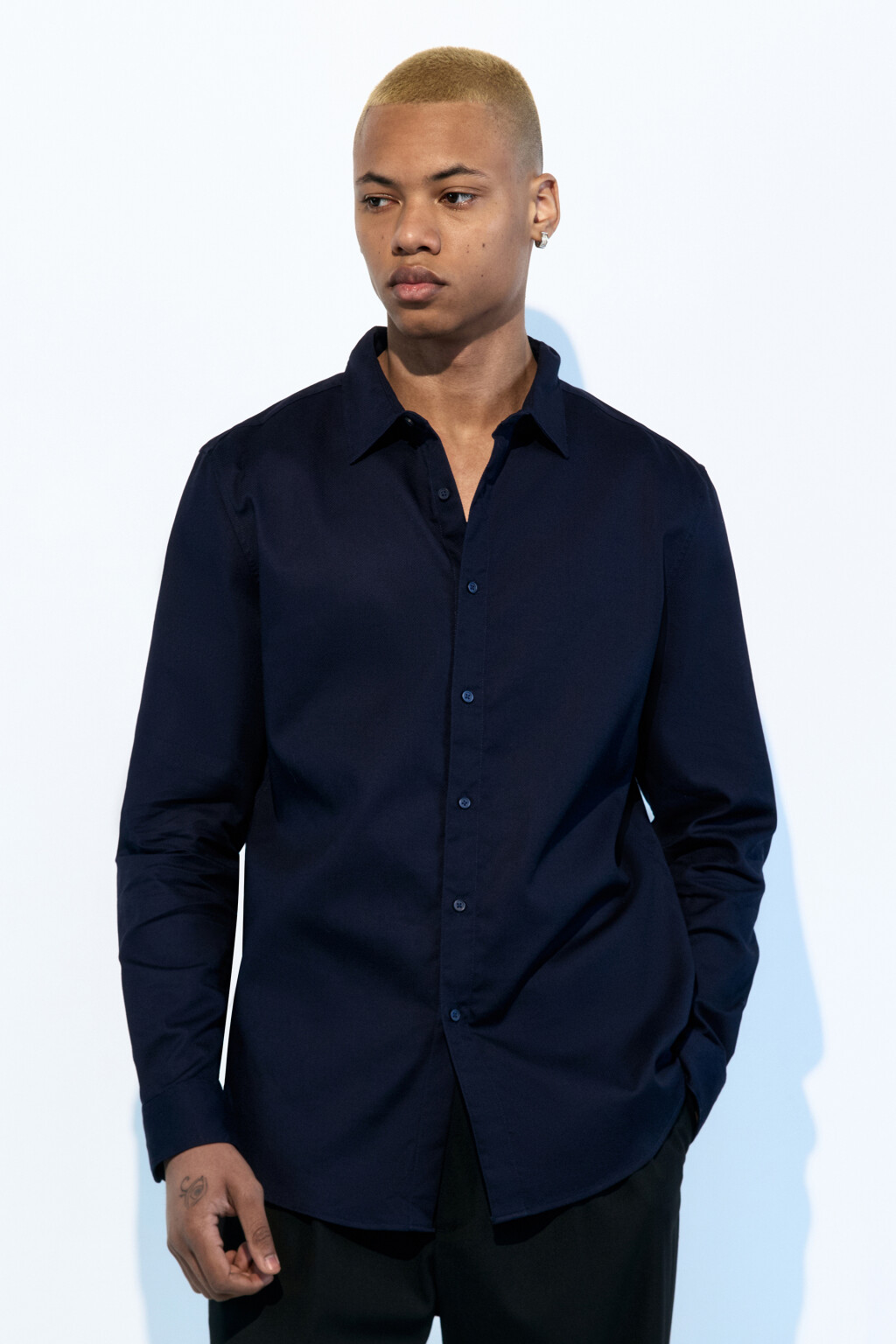 Рубашка прямая жаккардовая классического кроя - цвет синий - 3