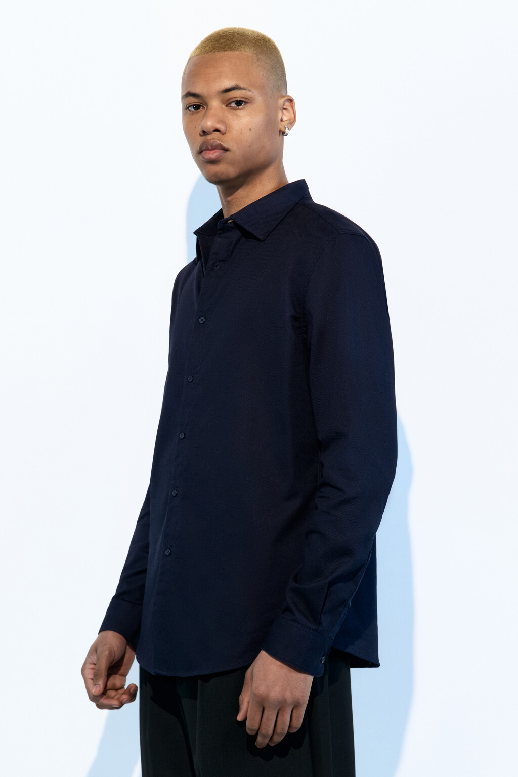 Рубашка прямая жаккардовая классического кроя - цвет синий - 4