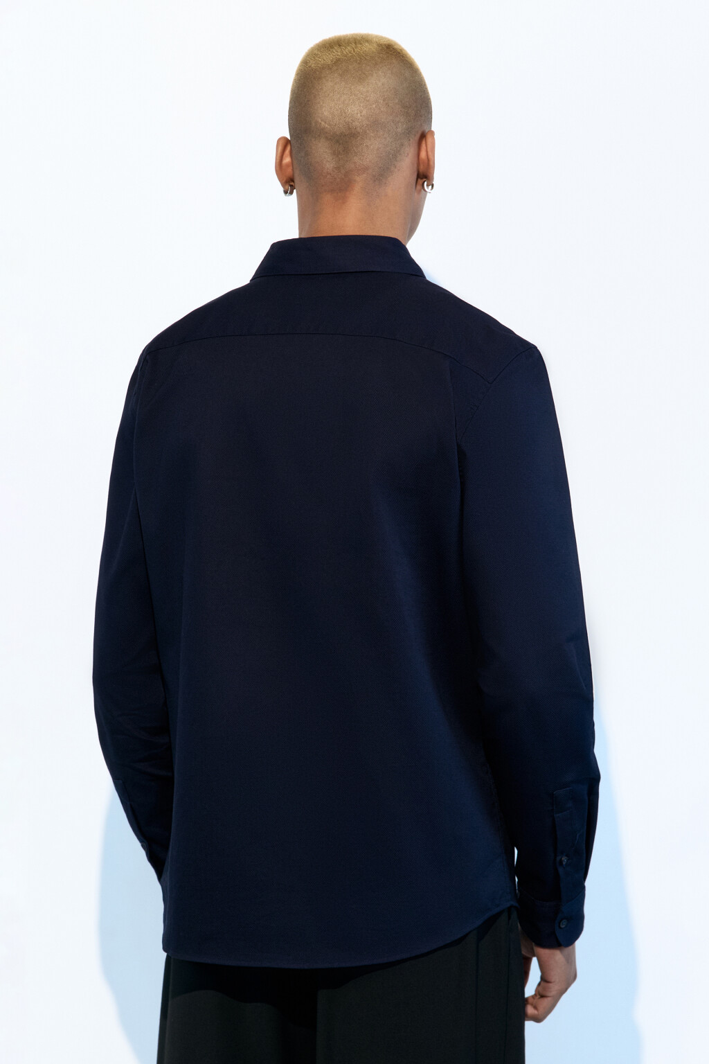 Рубашка прямая жаккардовая классического кроя - цвет синий - 5