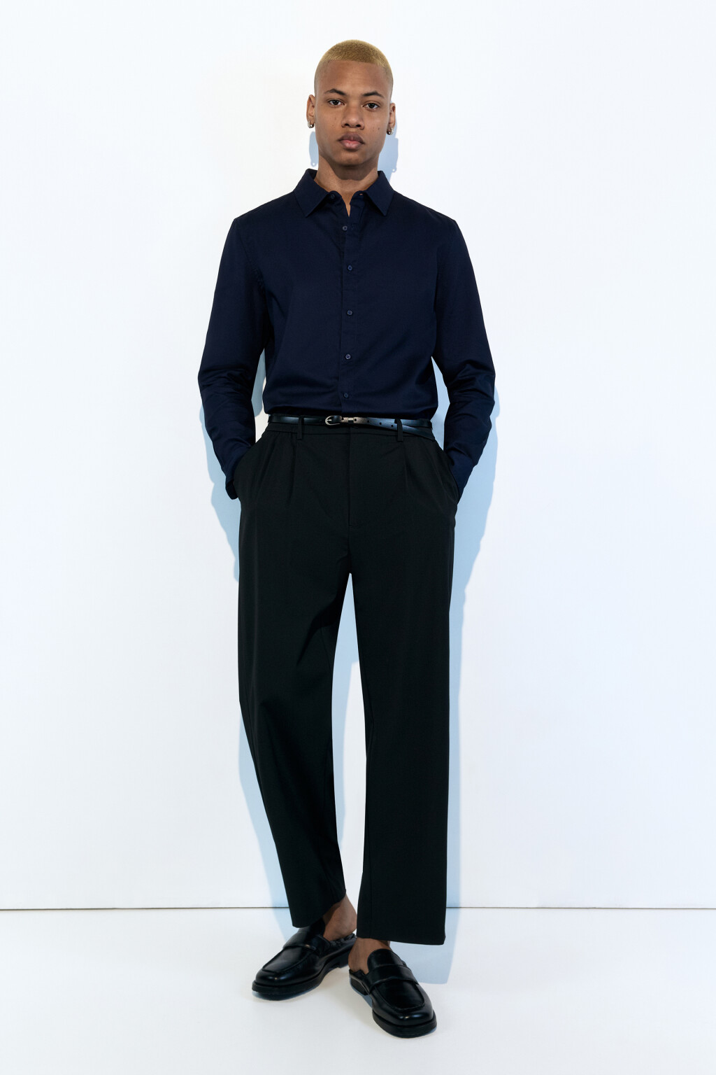 Рубашка прямая жаккардовая классического кроя - цвет синий - 6