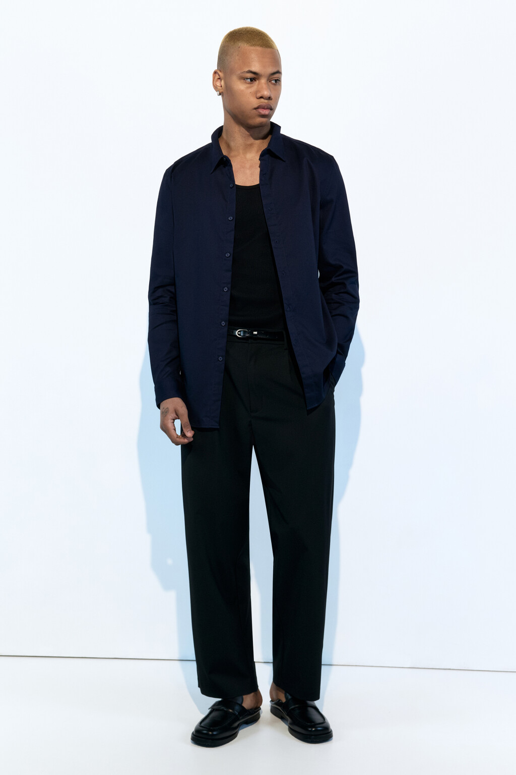 Рубашка прямая жаккардовая классического кроя - цвет синий - 7