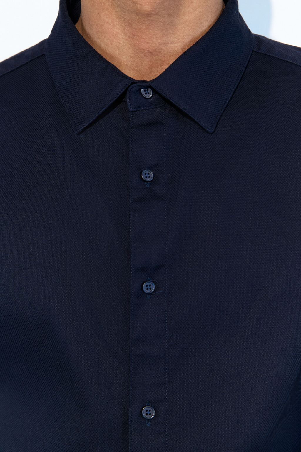 Рубашка прямая жаккардовая классического кроя - цвет синий - 8