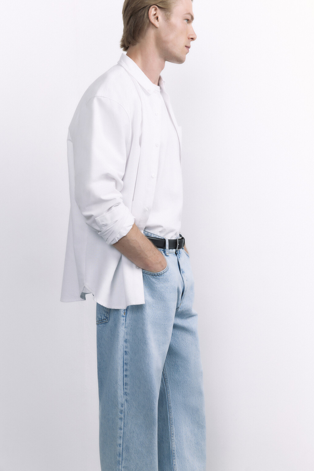 Рубашка Oxford прямая с нагрудным карманом - цвет белый - 2