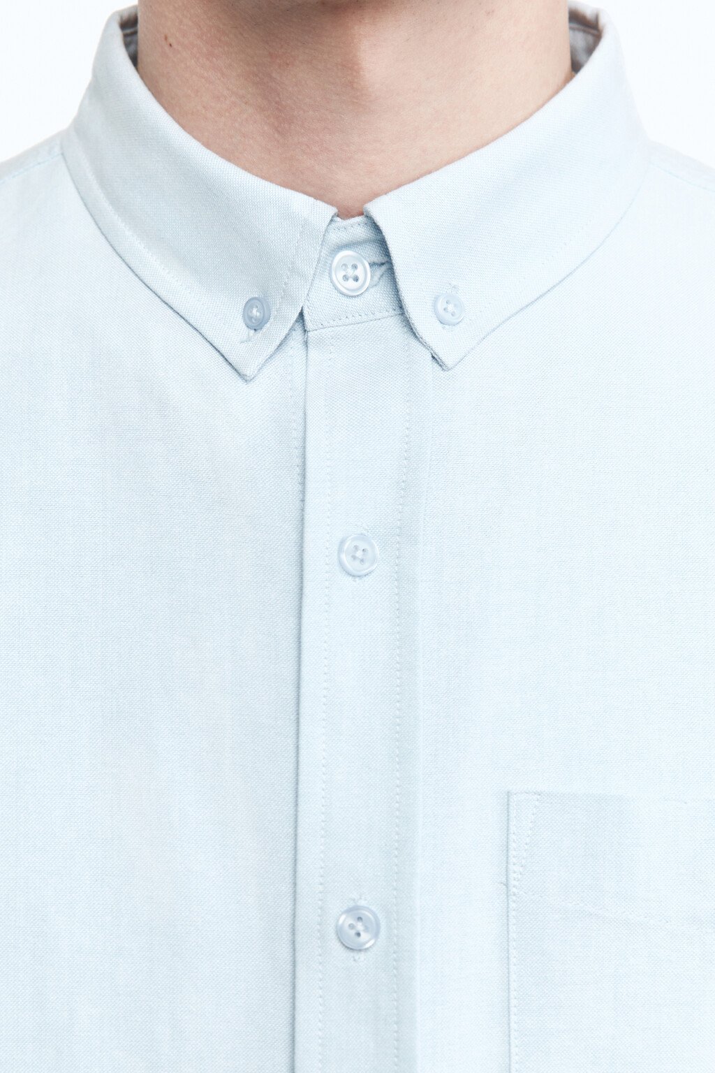 Рубашка Oxford прямая с нагрудным карманом - цвет голубой - 7