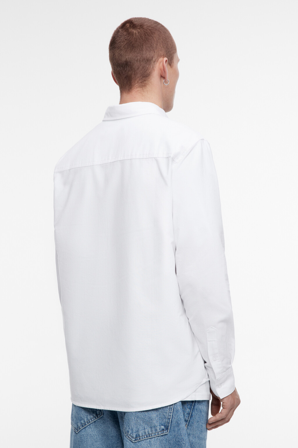 Рубашка Oxford прямая с нагрудным карманом - цвет белый - 4