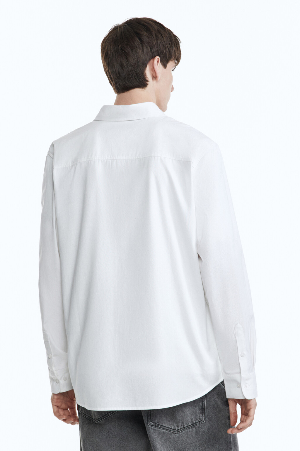 Рубашка Oxford прямая с нагрудным карманом - цвет белый - 4