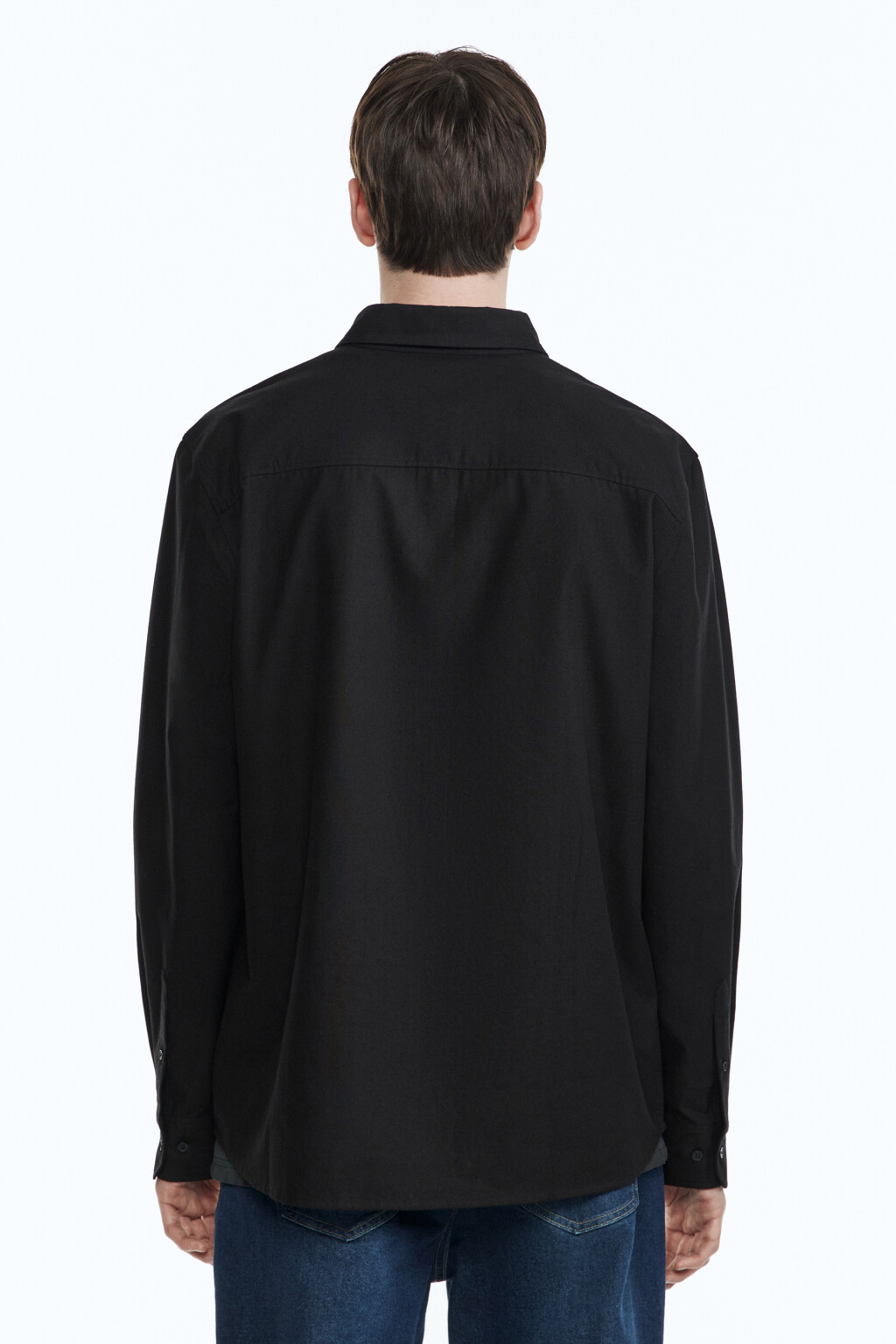 Рубашка Oxford прямая с нагрудным карманом - цвет черный - 4