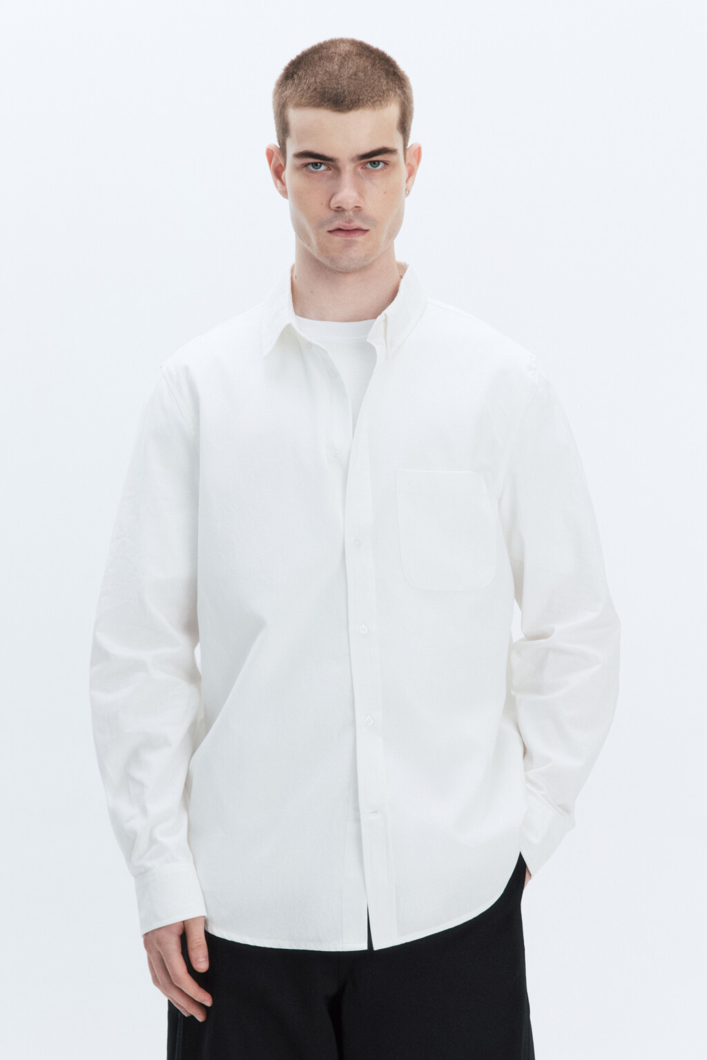 Рубашка Oxford прямая с нагрудным карманом - цвет белый - 2