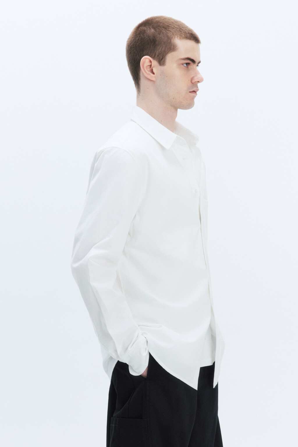 Рубашка Oxford прямая с нагрудным карманом - цвет белый - 3