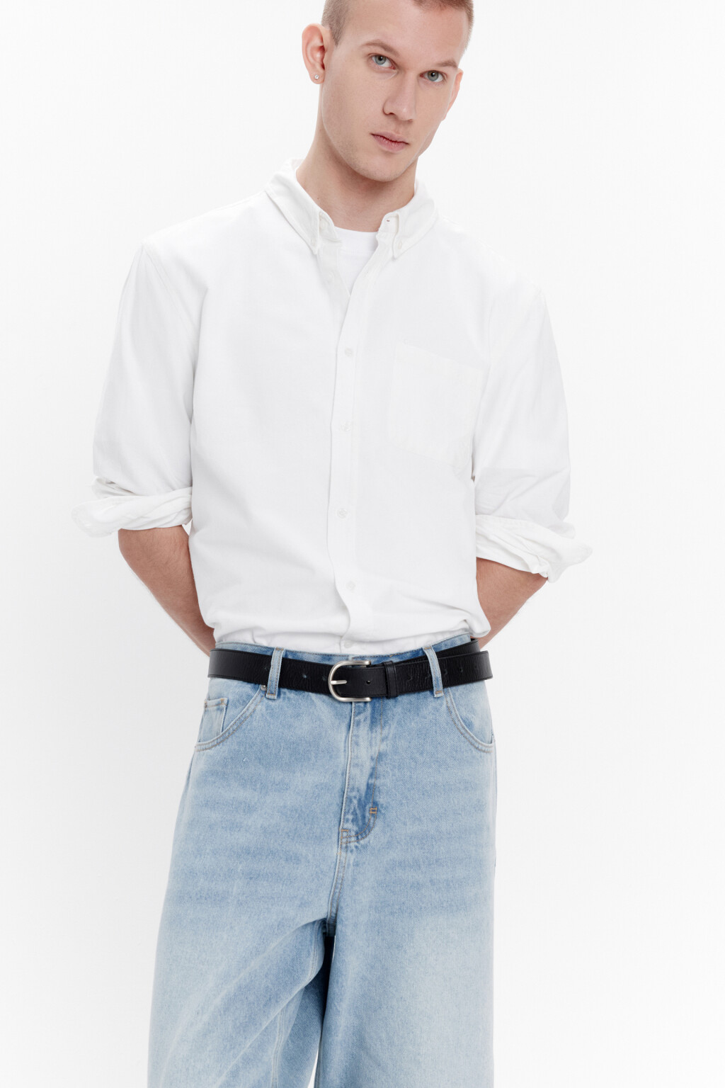 Рубашка Oxford с нагрудным карманом - цвет белый - 1